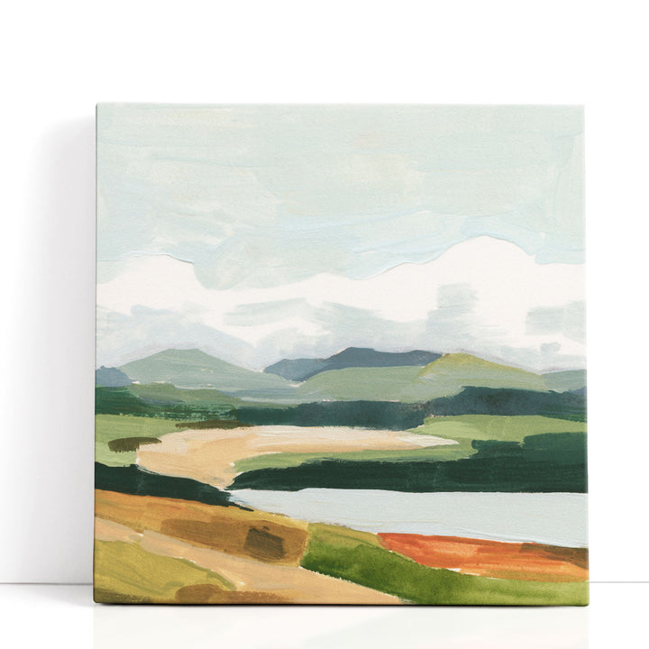 Abstract landscape canvas art with organic shapes