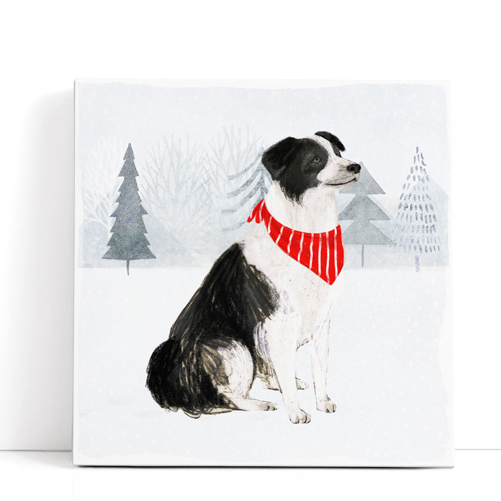 Christmas Cats & Dogs II Black and White - Canvas Print Wall Art