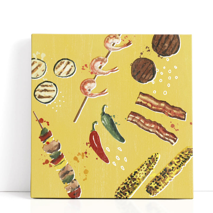 Yellow Art Prints – corn-shrimp illustration
