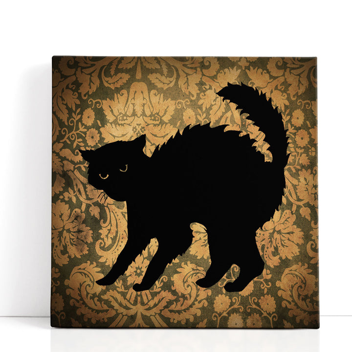 Cat & Damask - Canvas Print Wall Art