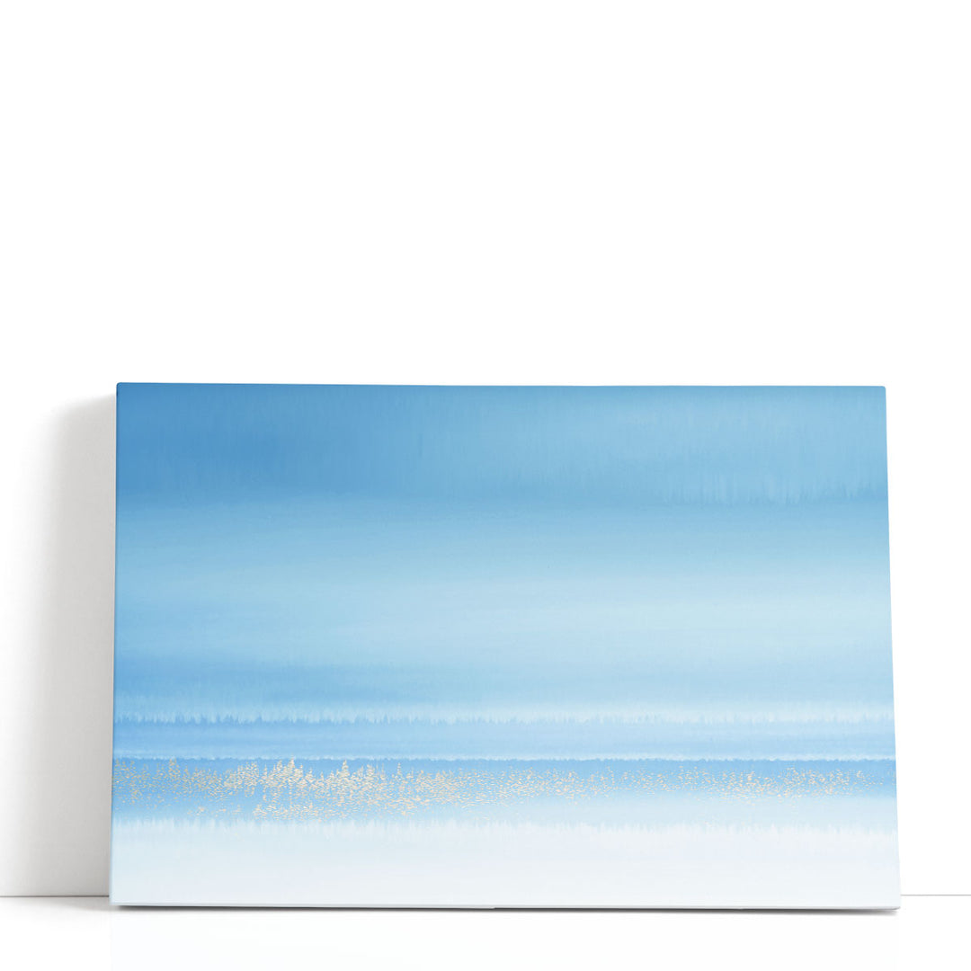 Blue abstract painting with soft white accents