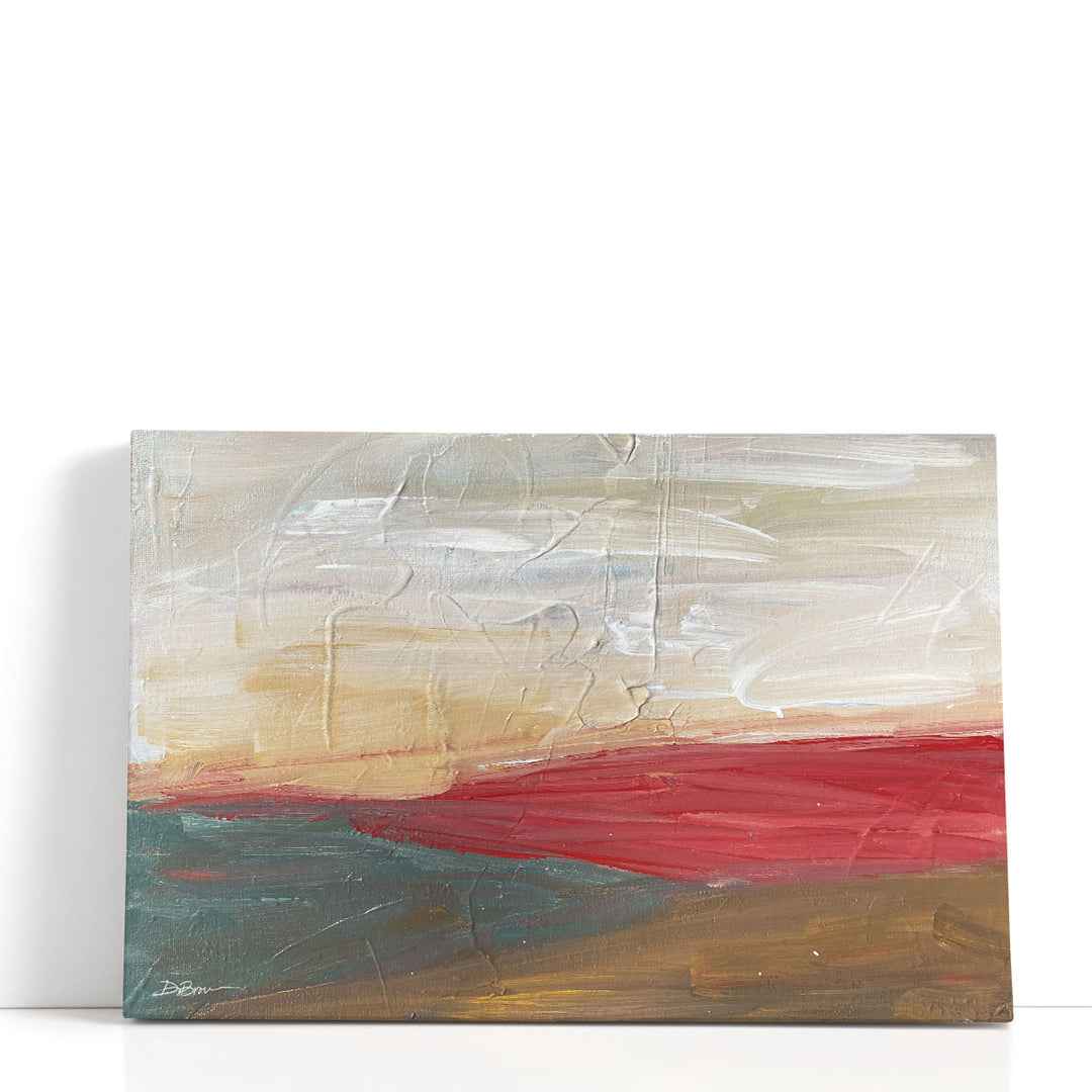 framed landscape paintings red accents