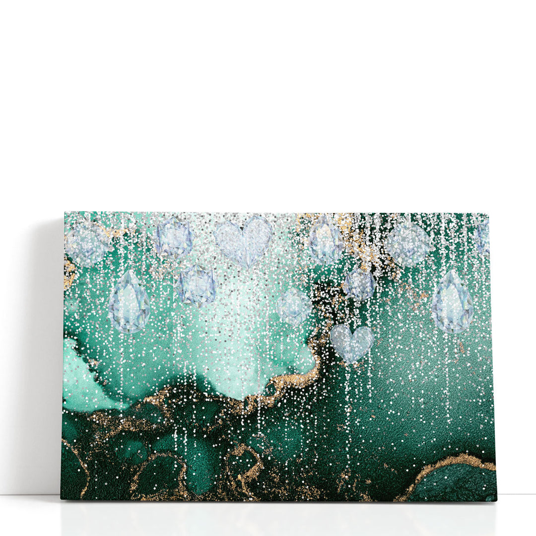 marble wall art – gold veins on green marble