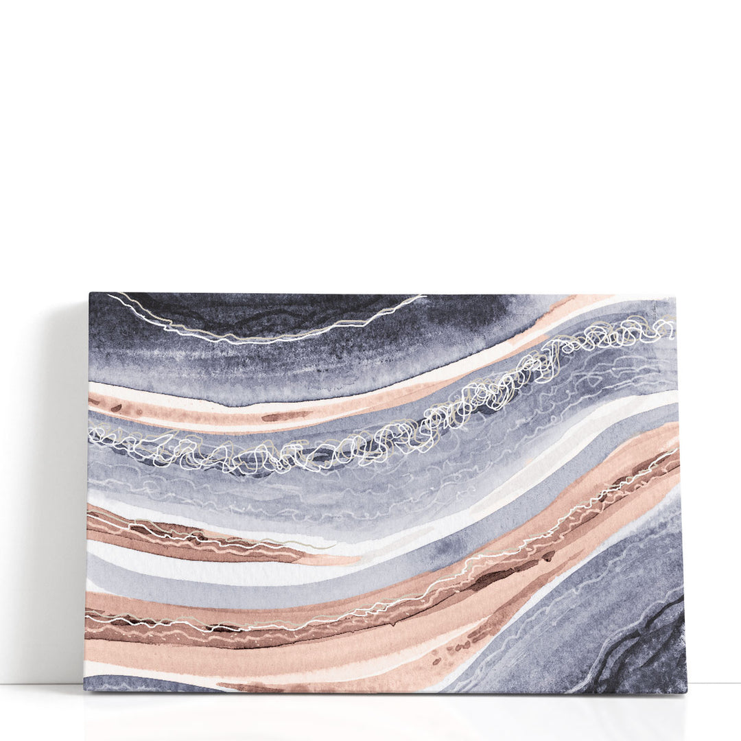 Abstract Blue Peach Rivers 1 - Canvas Print Wall Art