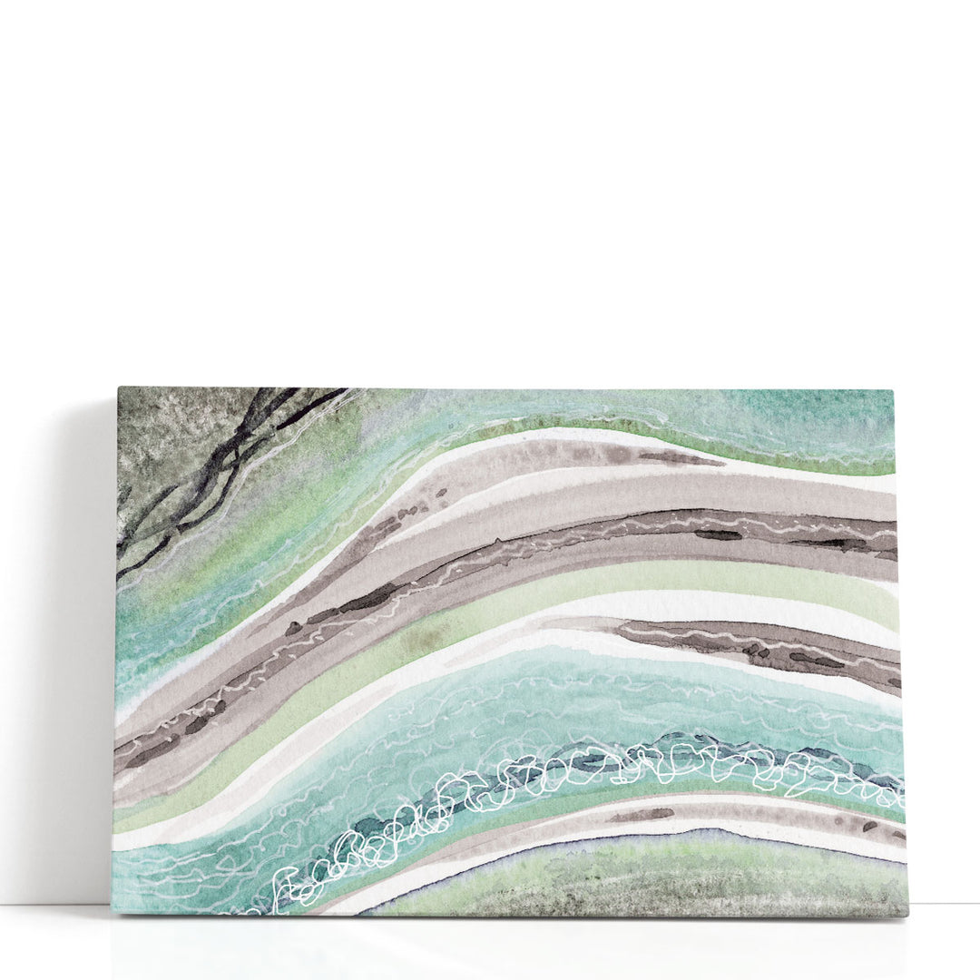 Abstract Greens Mauve Rivers 1 - Canvas Print Wall Art