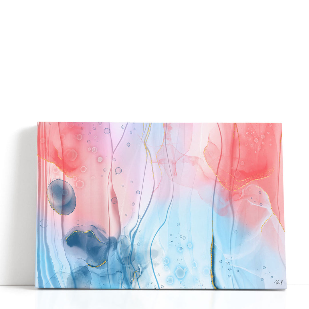 Watercolor prints with red and blue blending
