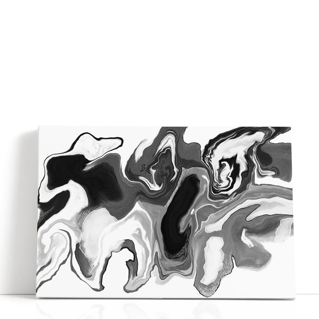 Black and white modern art with fluid strokes