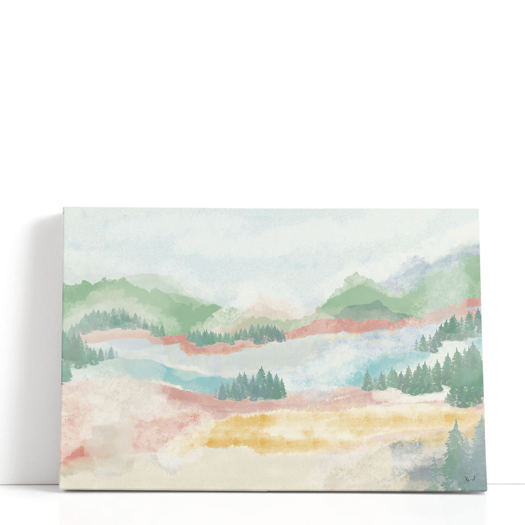 Abstract scenic wall art with soft landscape design