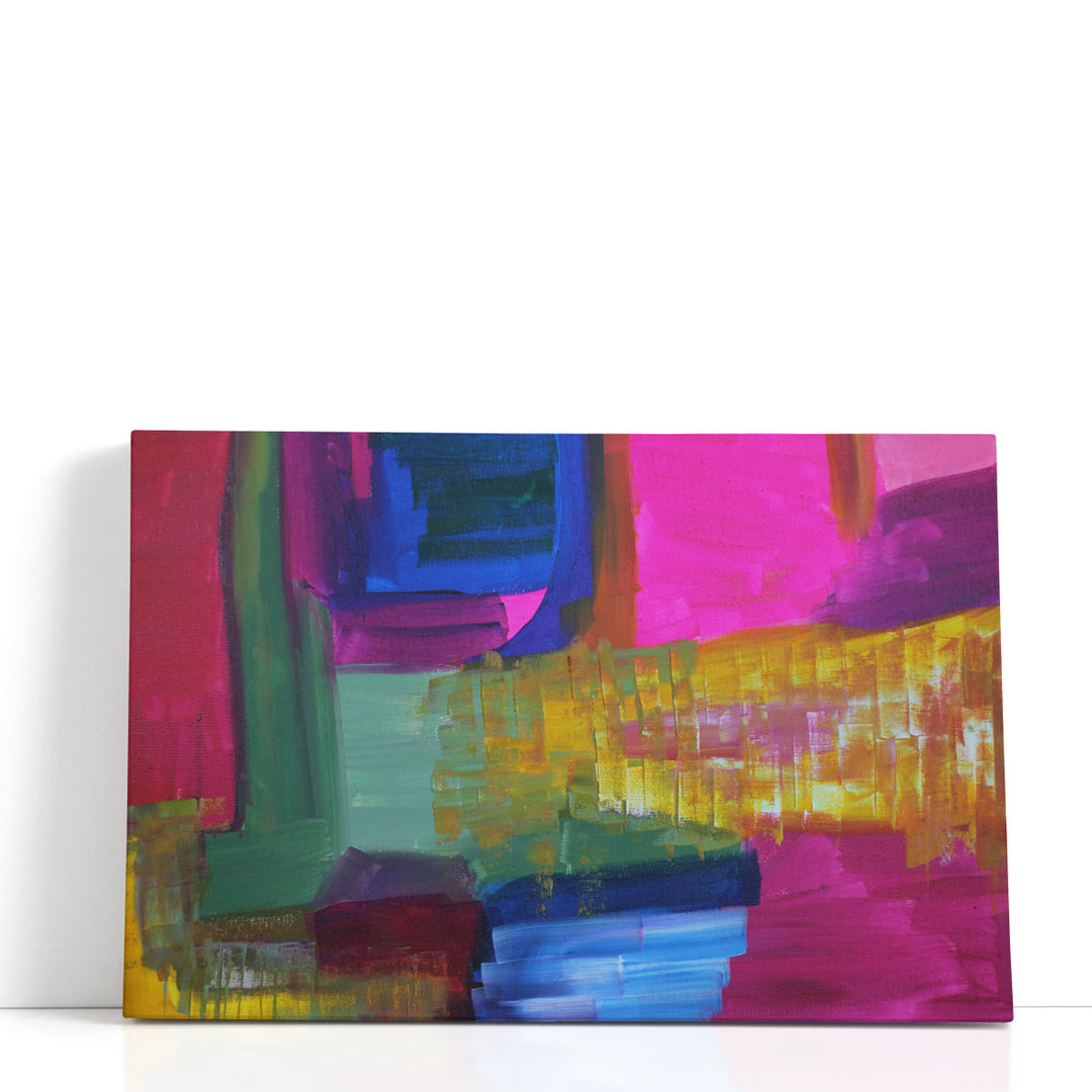 Framed abstract painting pink and neutral brushstrokes