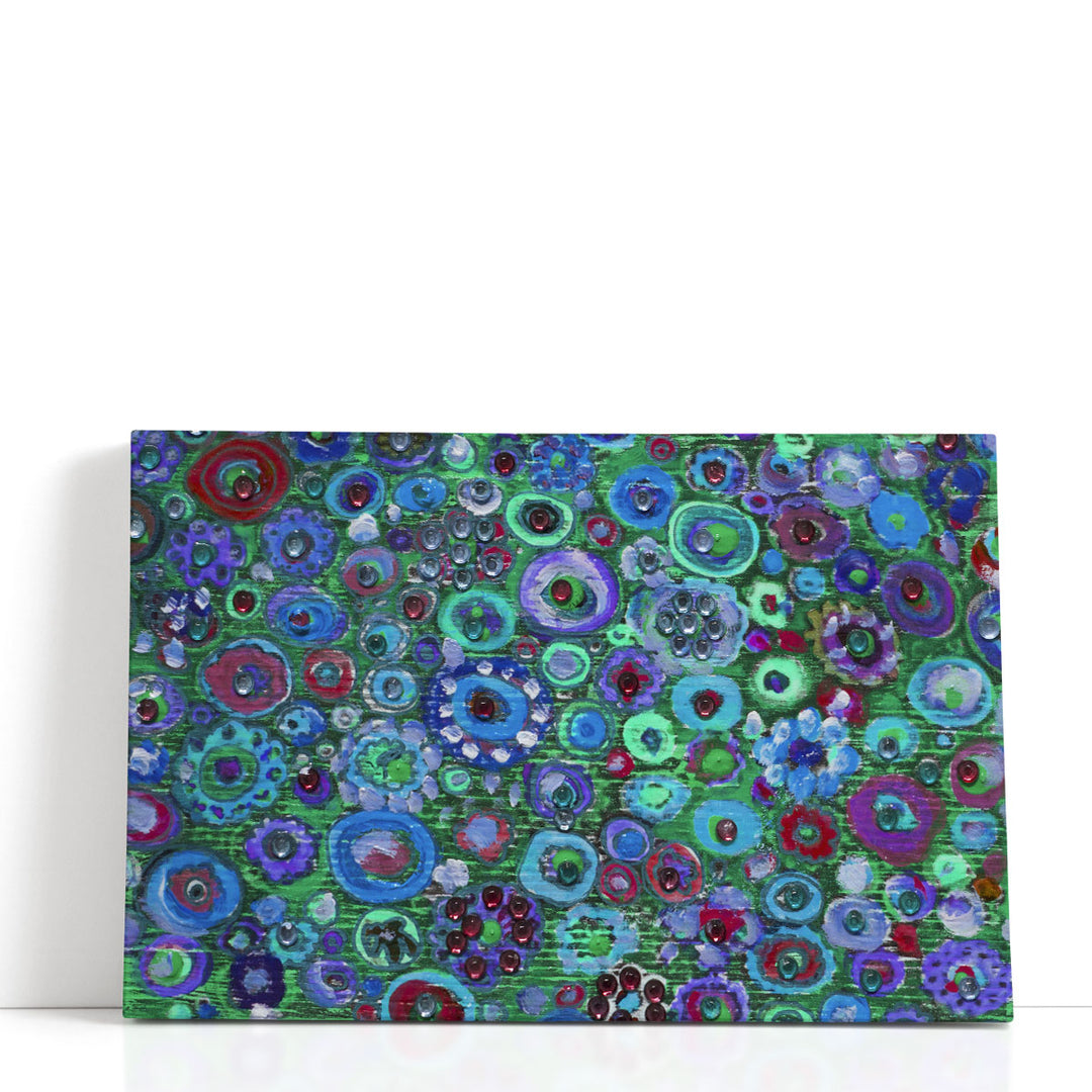 Blue Textured Canvas Prints – circular pattern in blue and green tones
