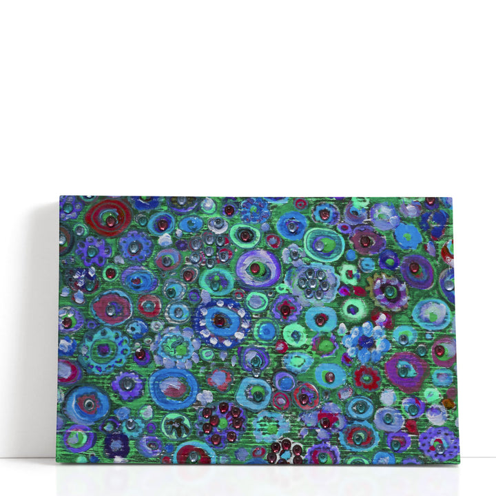 Blue Textured Canvas Prints – circular pattern in blue and green tones