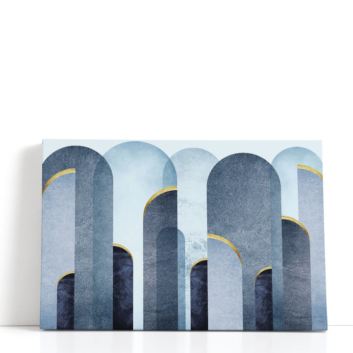 MidCentury Arches Blue Gold - Canvas Print Wall Art