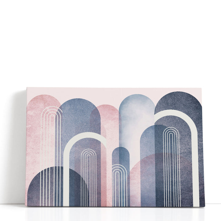 MidCentury Arches Blush Navy - Canvas Print Wall Art