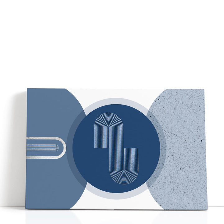 navy blue abstract wall art with silver accents