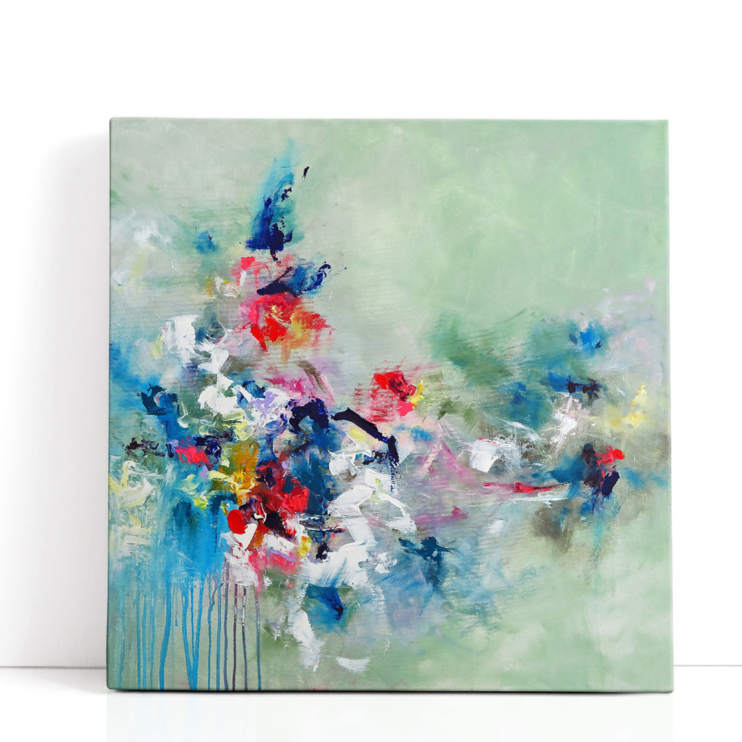 Watercolor prints with green and blue wash