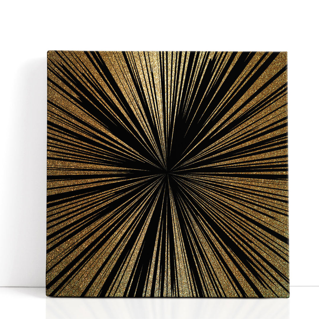 black abstract art – gold linear brushstrokes on canvas