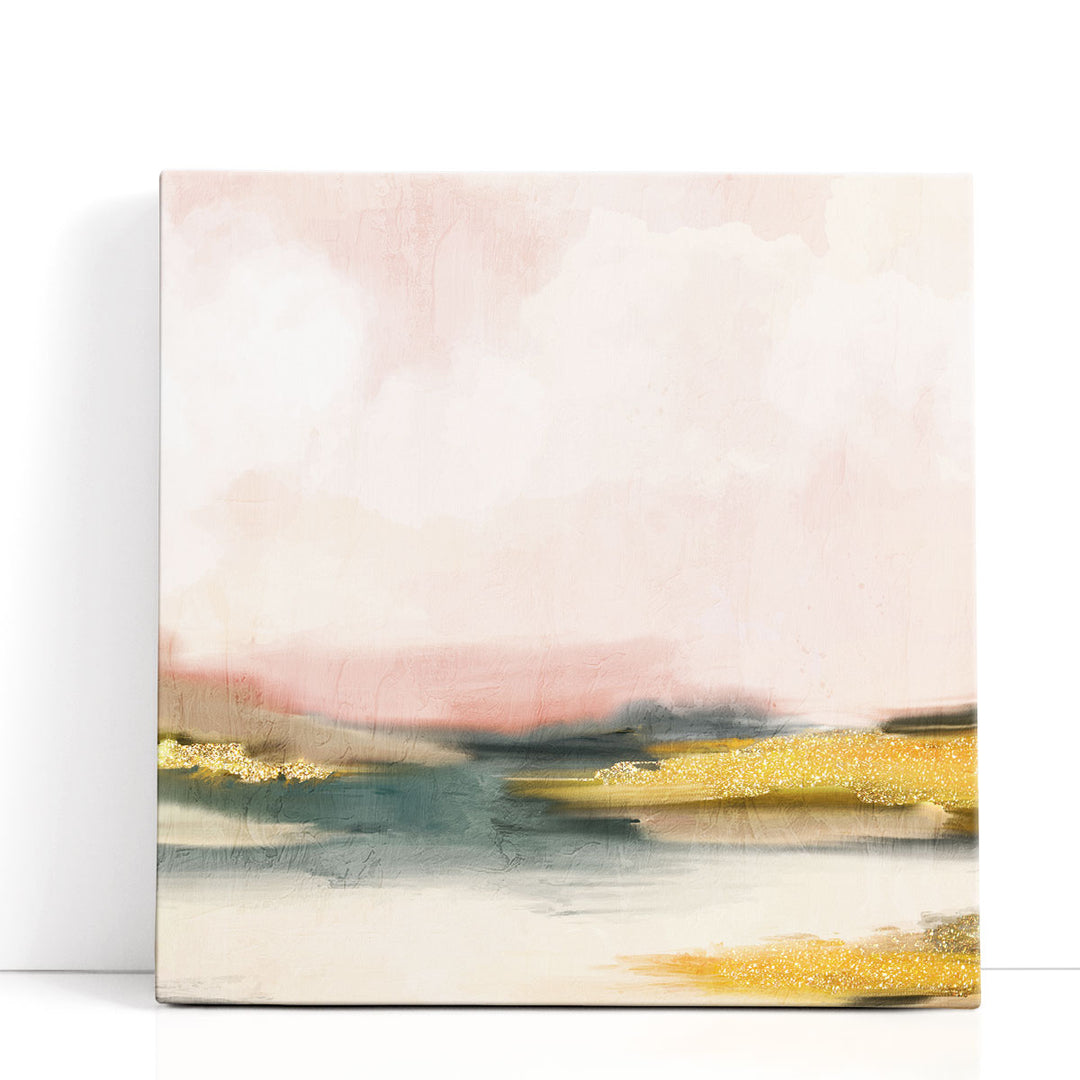 abstract art prints – neutral canvas with pink accent