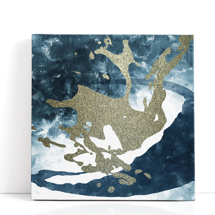Blue and Gold Wall Art metallic splatter design