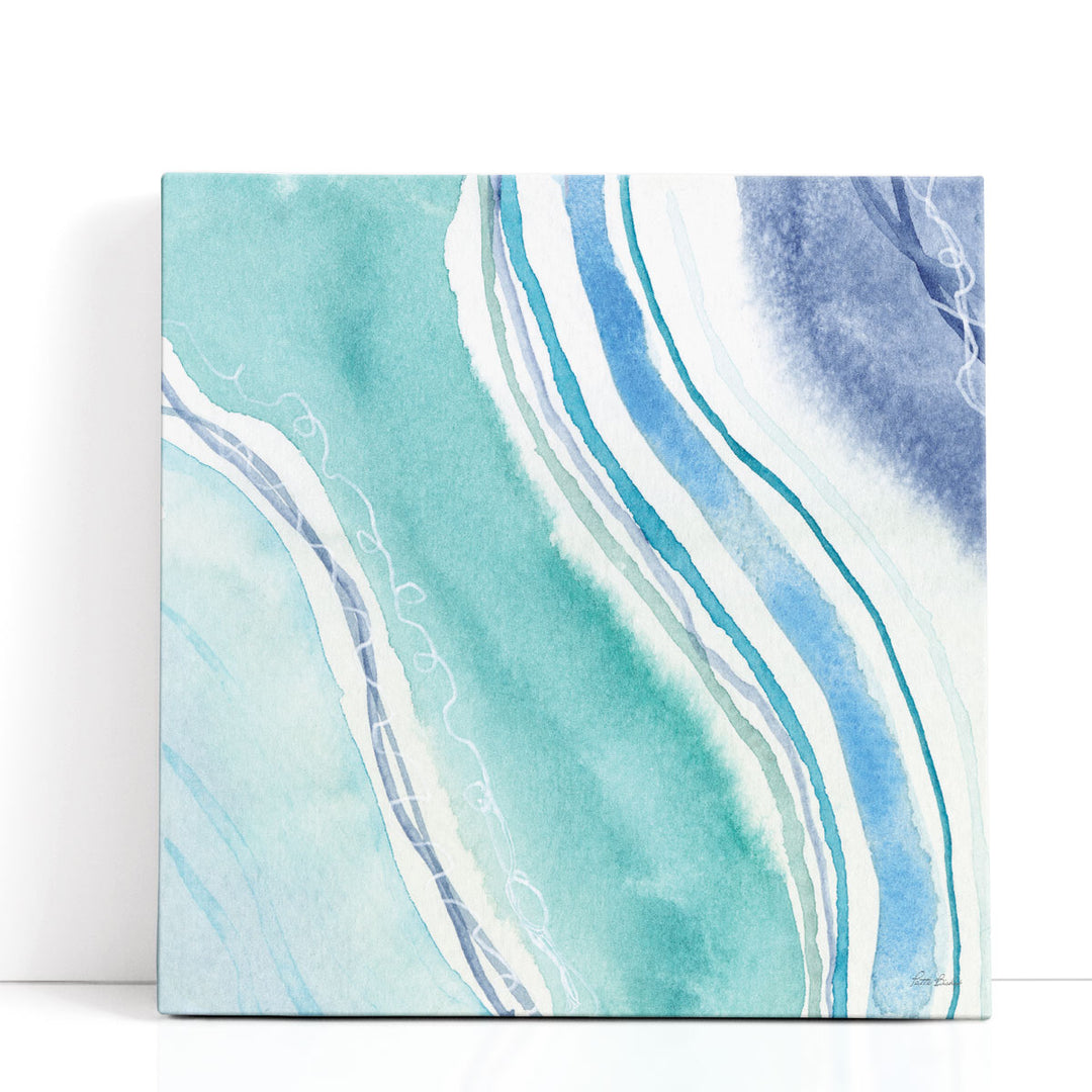Abstract Blue Teal Waves 3 - Canvas Print Wall Art
