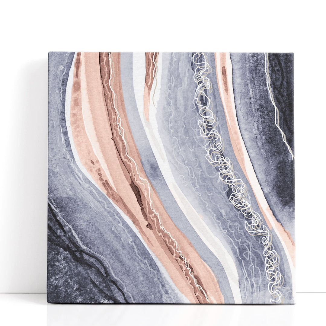 Abstract Blue Peach Rivers 3 - Canvas Print Wall Art