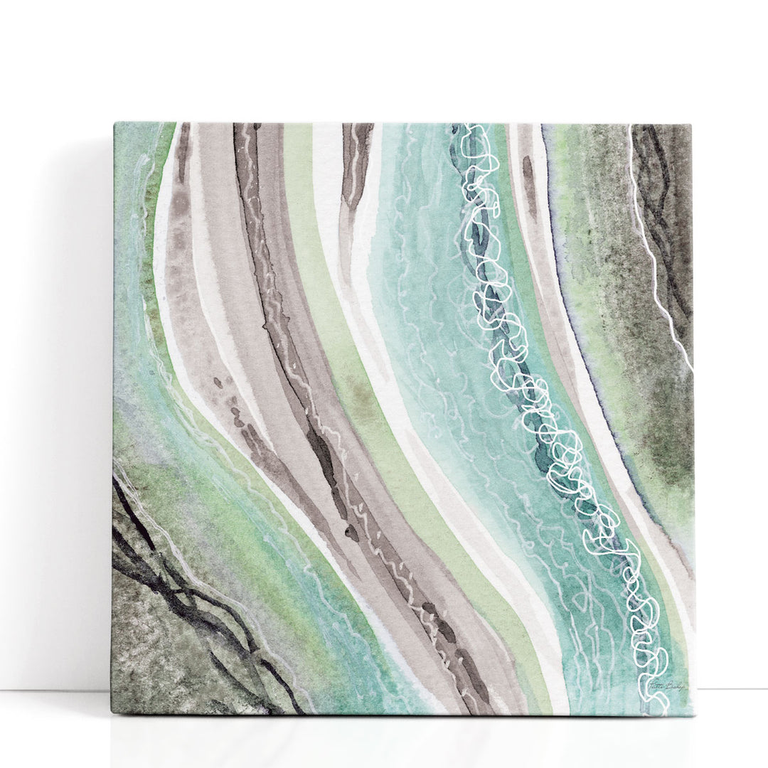 Abstract Green Mauve Rivers 3 - Canvas Print Wall Art
