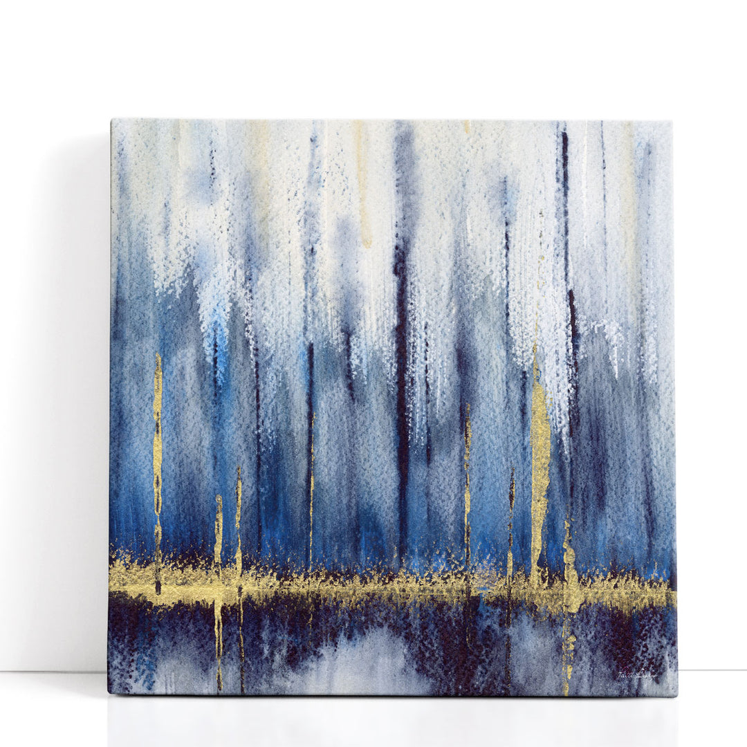 blue and gold wall art metallic shimmer design