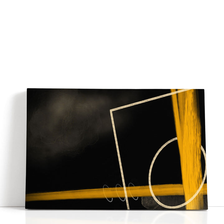 Geometric wall art bold black gold curves