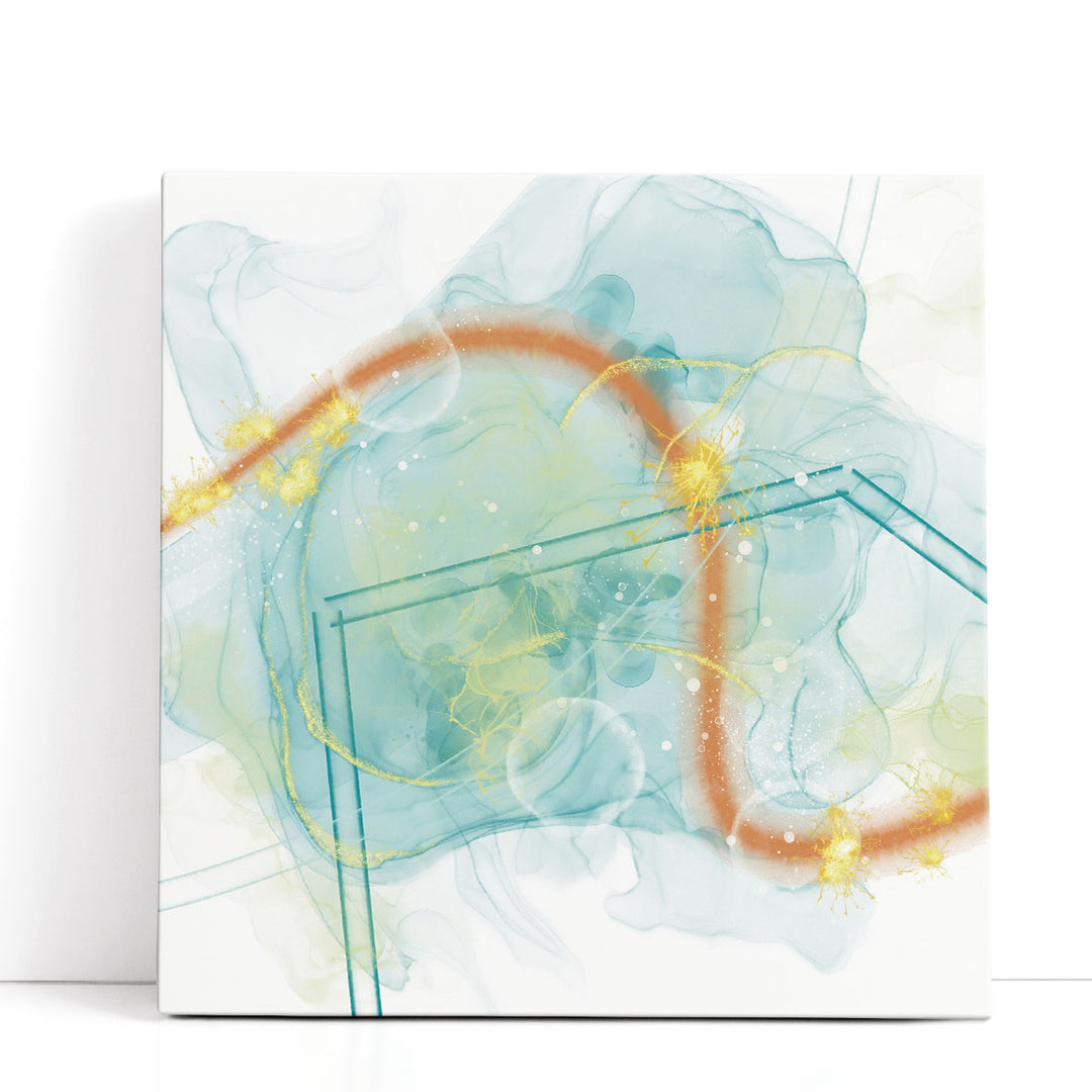 abstract wall art – blue watercolor on white