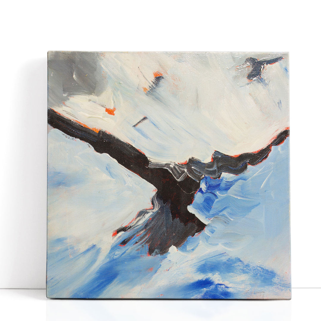 Bird artwork with abstract black crow
