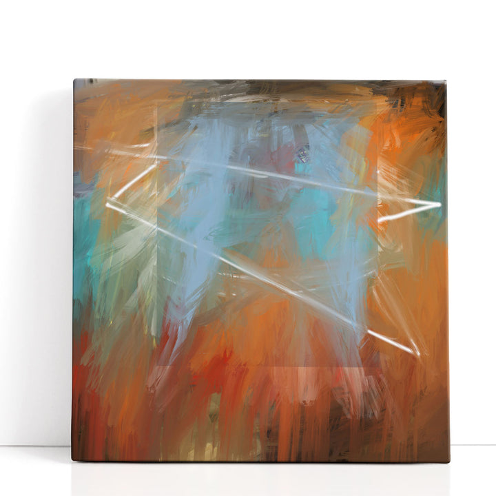 Orange wall art with bold brush strokes