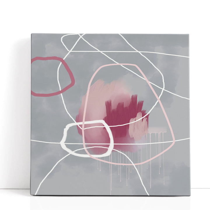 Grey abstract art with pink strokes