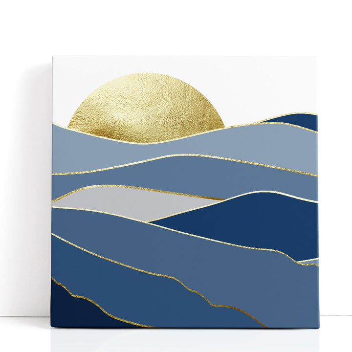 Gold landscape art prints with abstract design