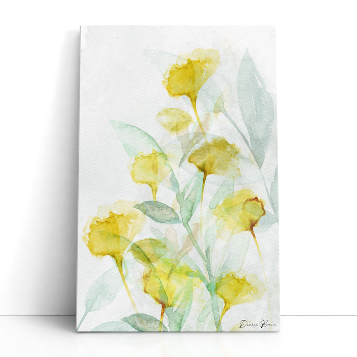Abstract floral painting with yellow blooms