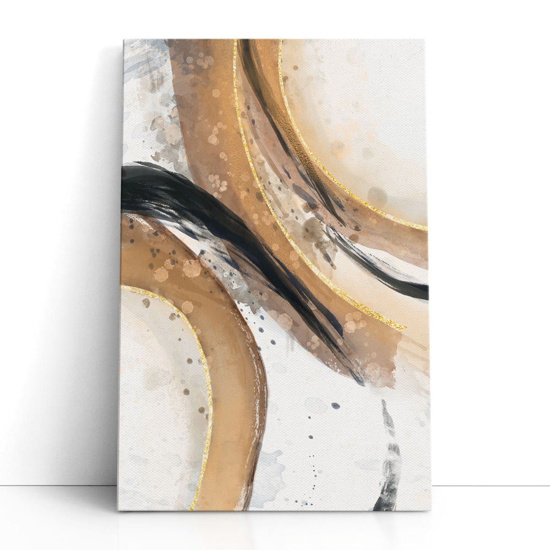 abstract wall art – brown brushstroke on white