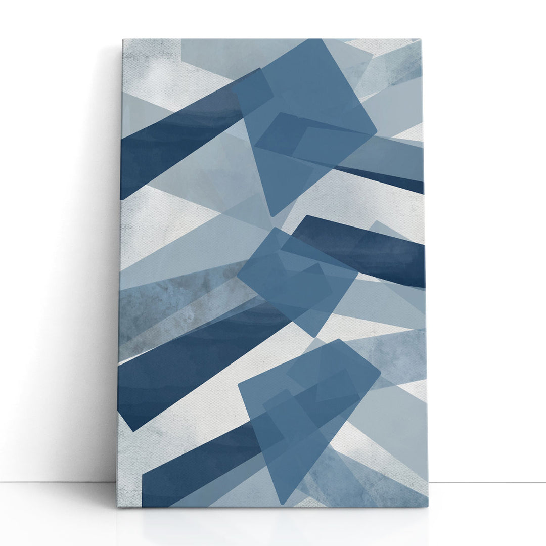 Blue abstract art with prismic shapes