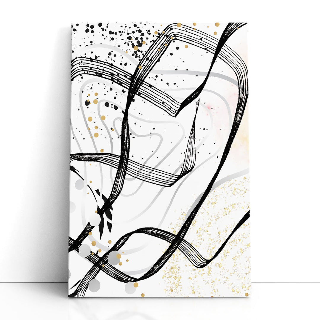 Large abstract painting with black brushwork
