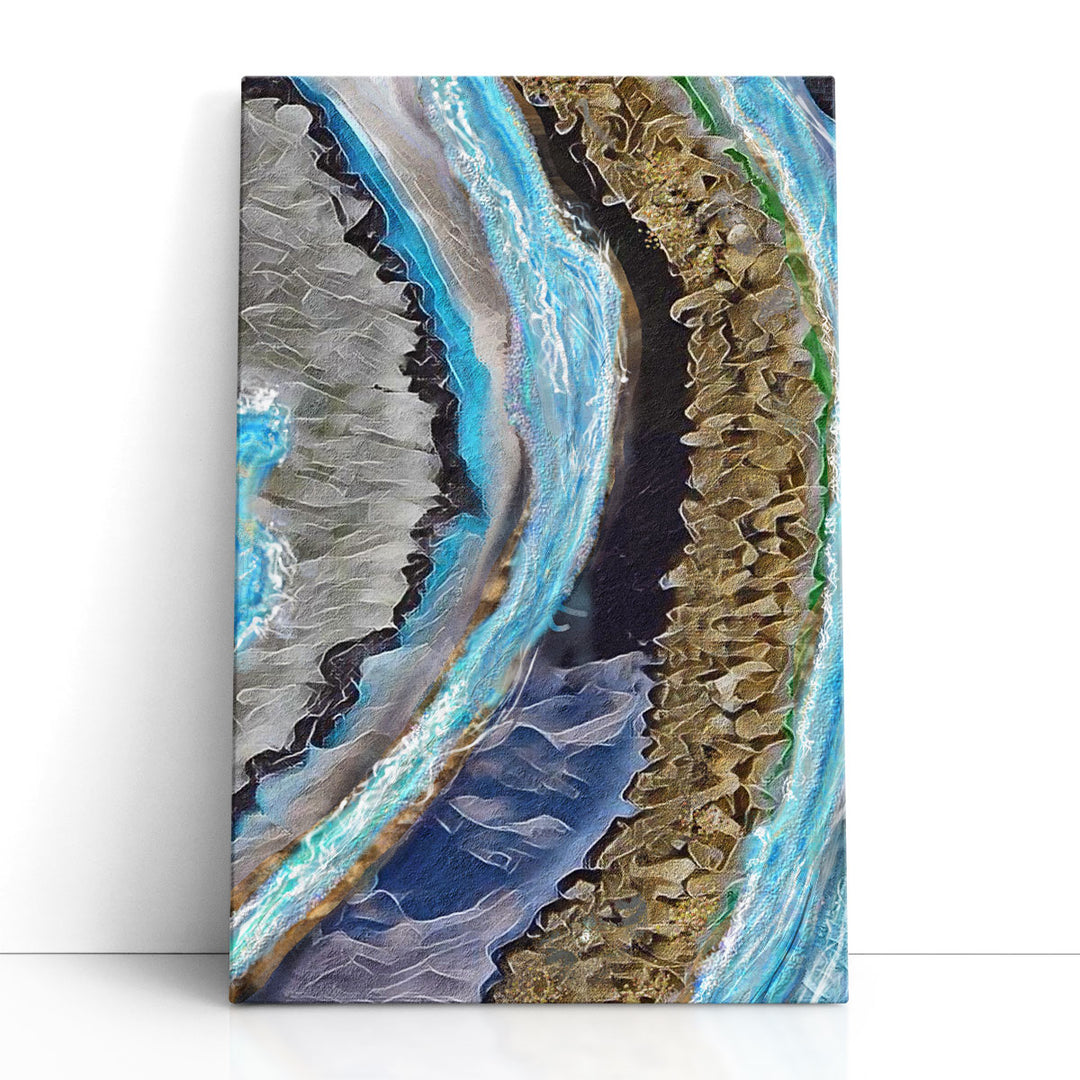 Gold abstract wall art metallic veining