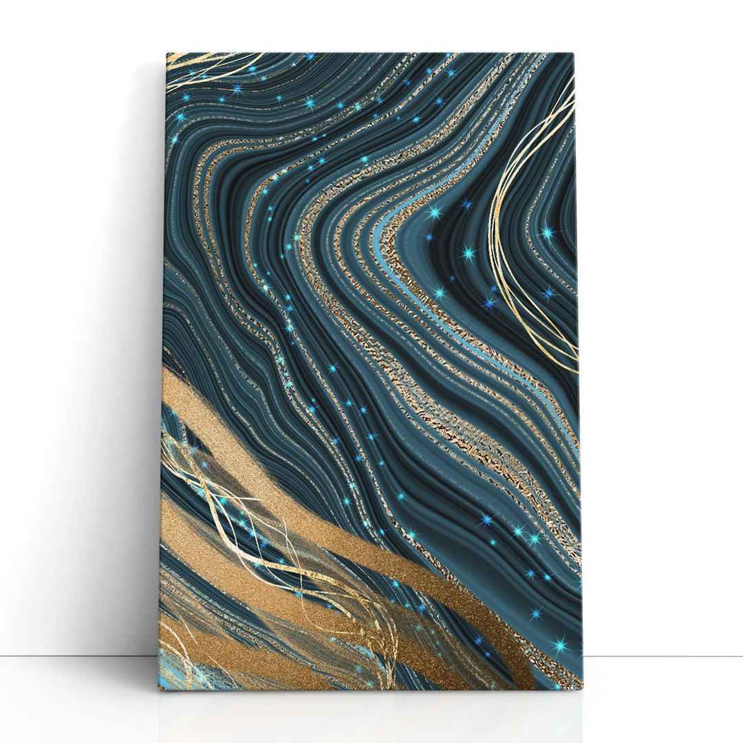 Blue and Gold Abstract Wall Art metallic texture