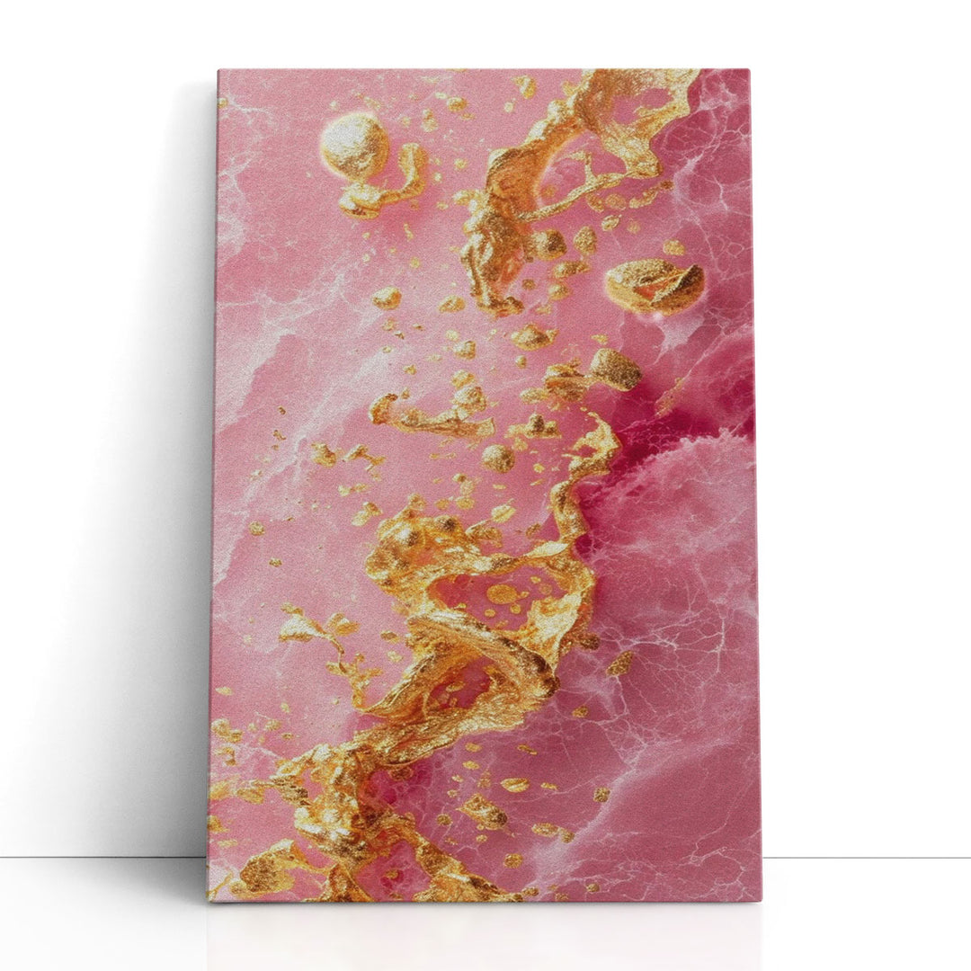 Pink and Gold Wall Art metallic veining