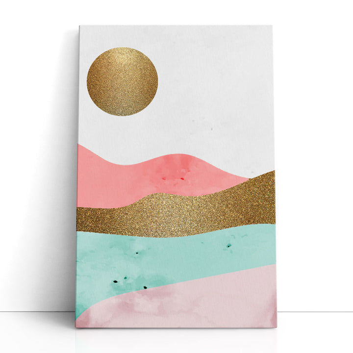 Pink gold minimalist mountain wall art print