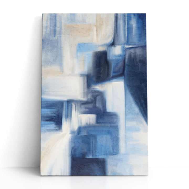 Extra large abstract wall art with blue strokes