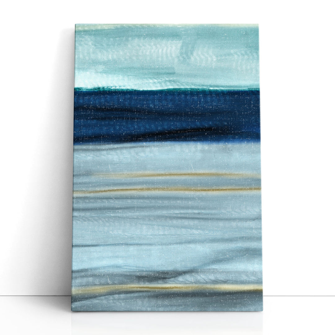 Abstract prints in layered blue tones