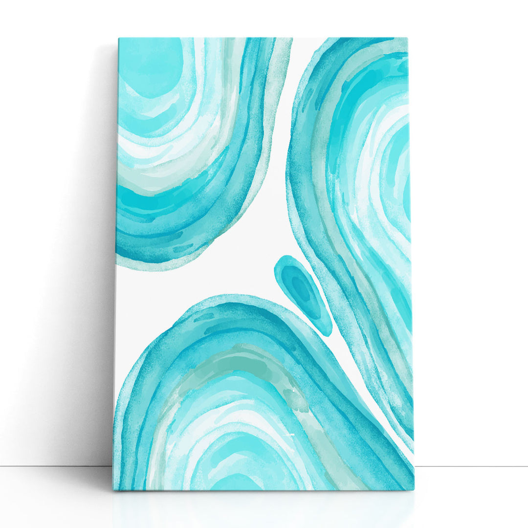 Abstract wall art with watercolor blue shapes