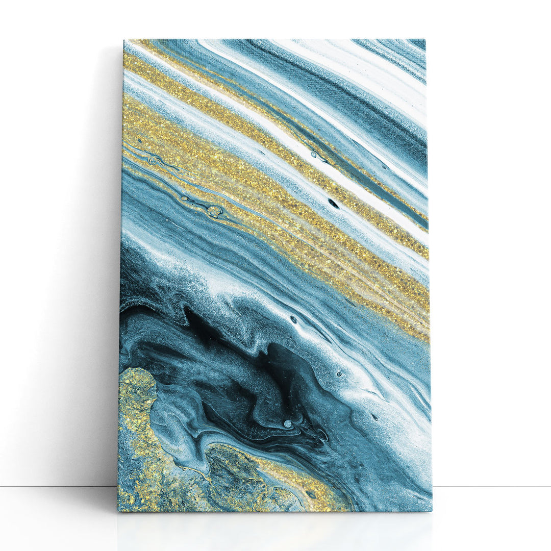 Blue and Gold Abstract Wall Art dynamic veins
