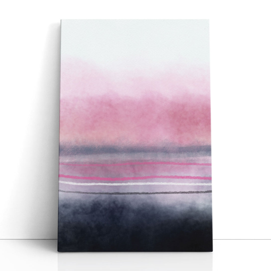 pink abstract art – watercolor wash with black accents