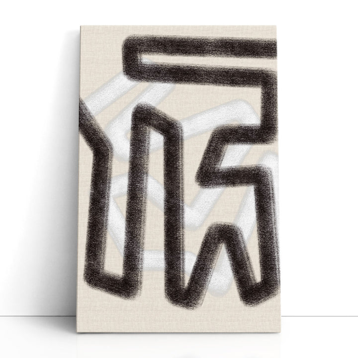 Framed Abstract Wall Art black beige pattern