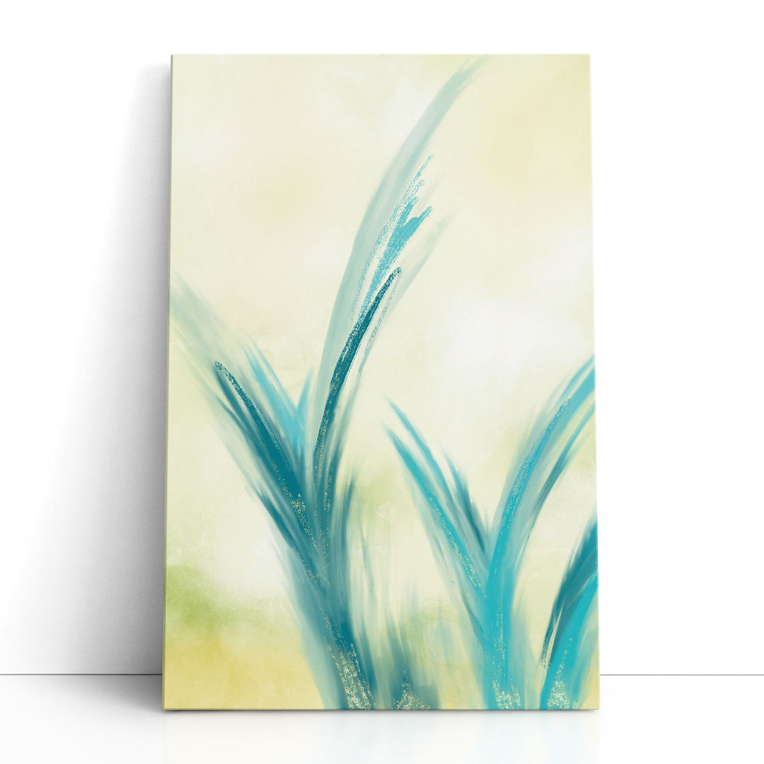 Floral wall painting botanical grass strokes