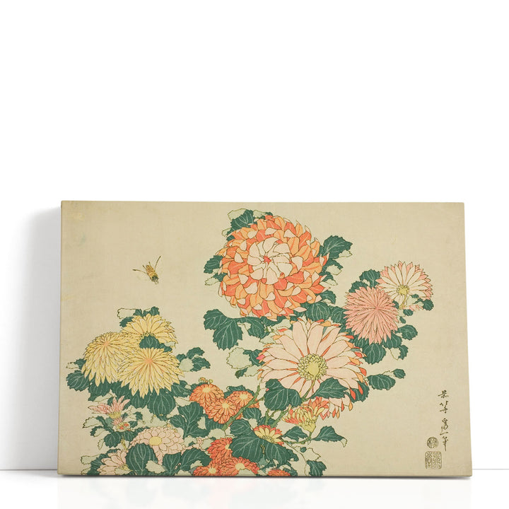 Bee And Chrysanthemums - Canvas Print Wall Art