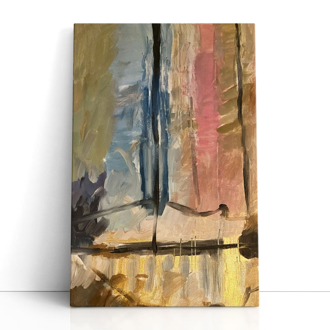 neutral abstract wall art – brown strokes on canvas