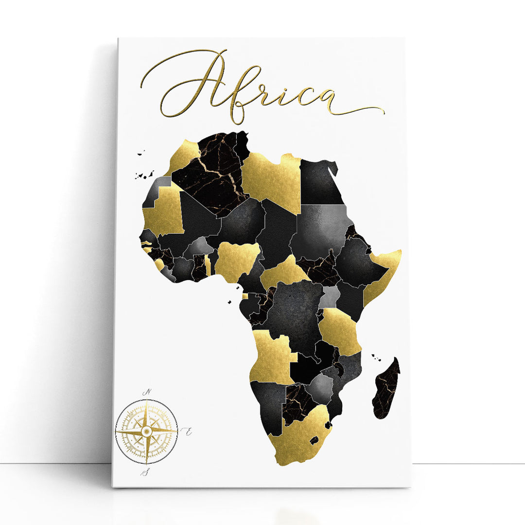 Black and white abstract art with African map